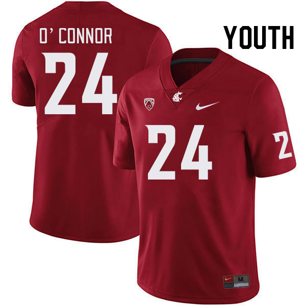 Youth #24 Ethan O'Connor Washington State Cougars College Football Jerseys Stitched Sale-Crimson - Click Image to Close